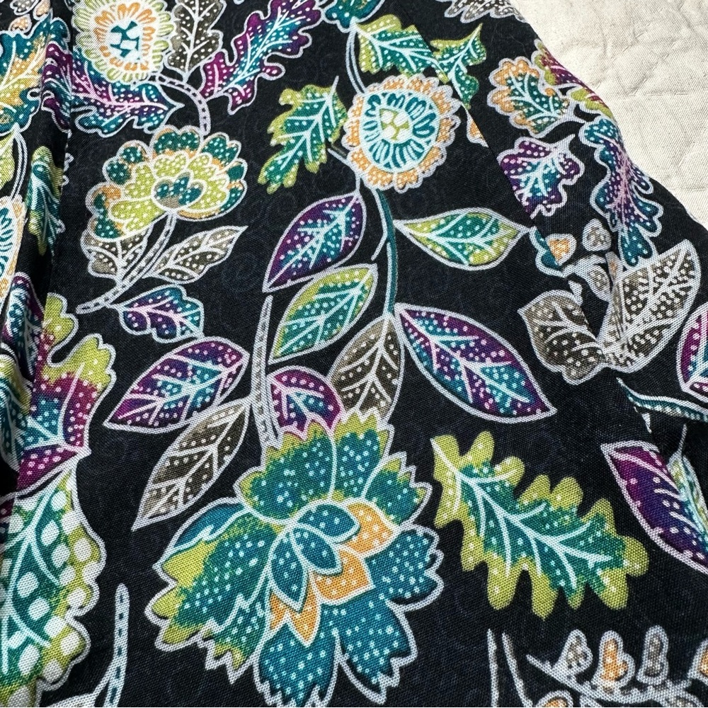 Dark Floral Rayon Midi Skirt |Flowy A-Line Norton McNaughton (Y2K Cottagecore) - Picture 8 of 11